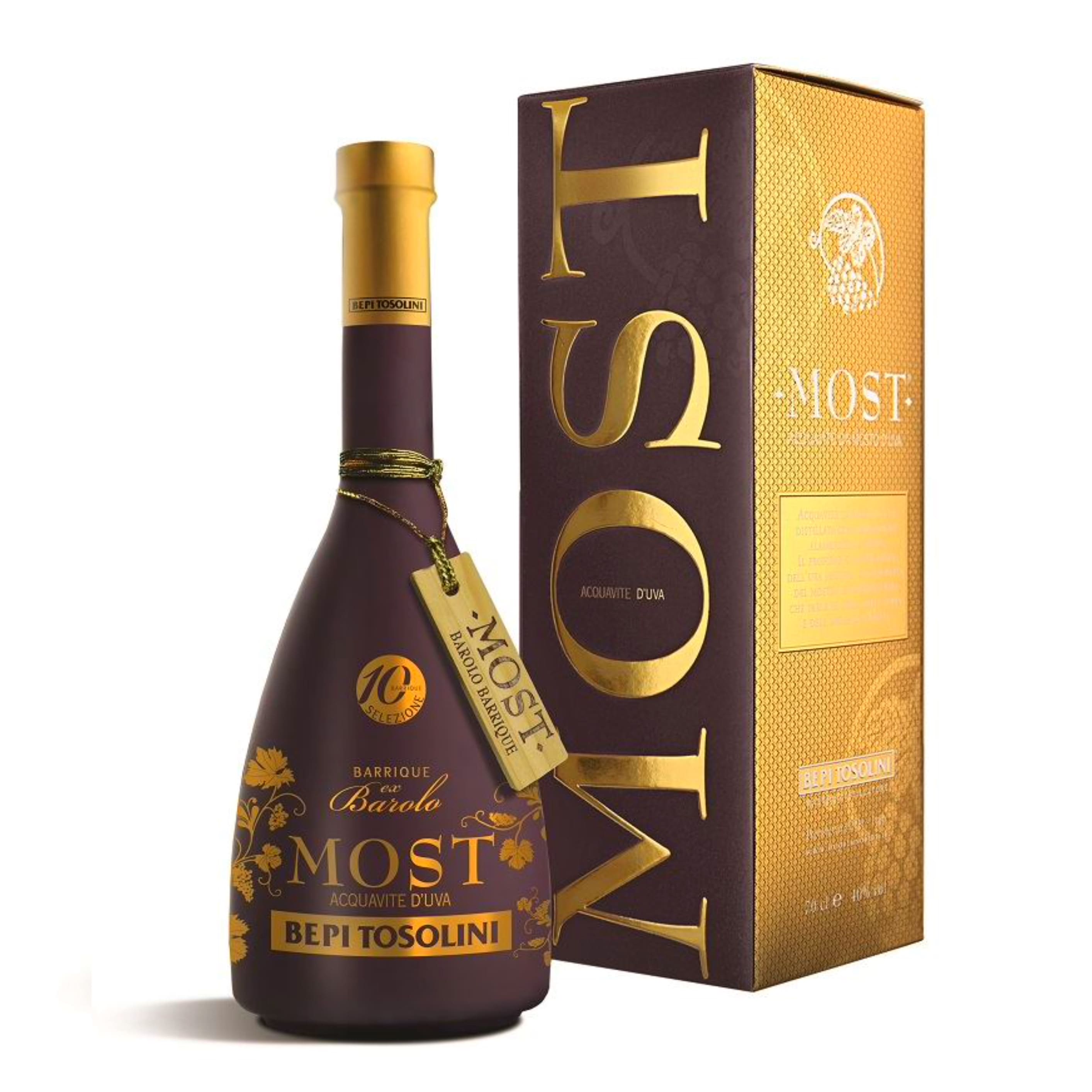 Граппа Bepi Tosolini Acquavite d'Uva Most Barrique Barolo 40% 0.7 л gift box